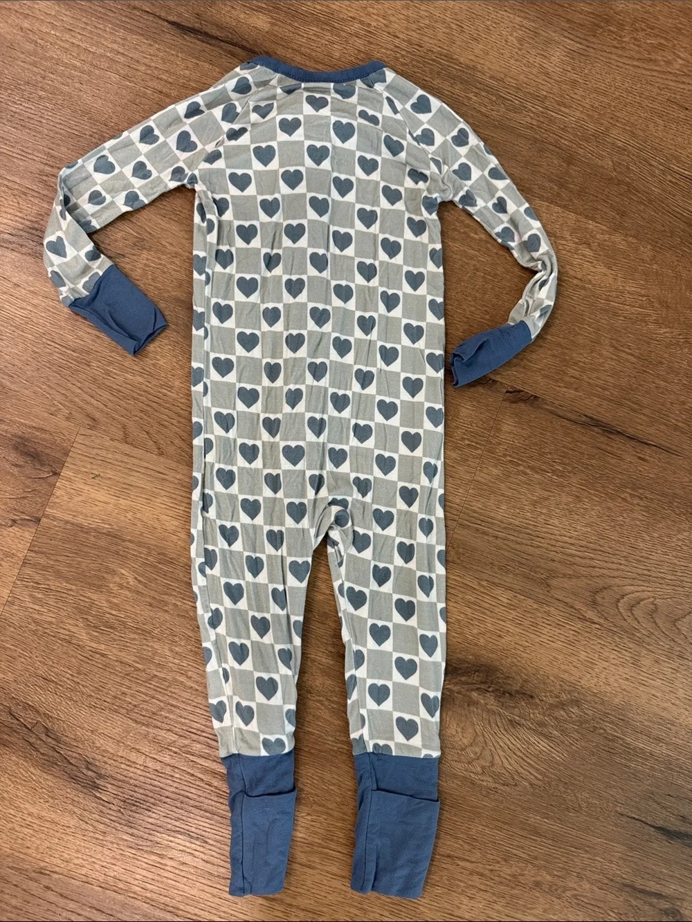 Poppy Kids Blue Heart-Print Kids Footed Pajamas